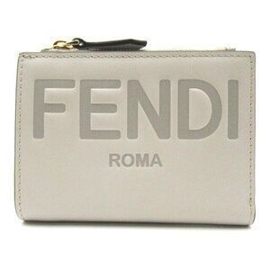 Fendi Calfskin Bi fold Wallet Grey Giaia Orosoft